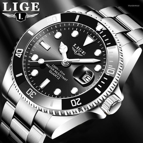Montres-bracelets Relogio Masculino LIGE Top Fashion Diver Watch Men 30ATM Waterproof Date Clock Montres de sport Mens Quartz WristwatchWristwatches