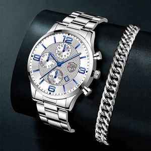 Montres-bracelets Relogio Masculino hommes d'affaires de luxe en acier inoxydable Quartz argent Bracelets calendrier horloge brillante