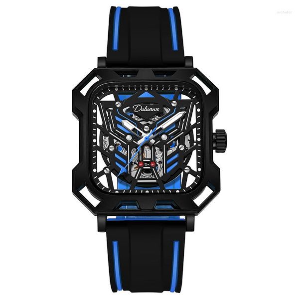 Relojes de pulsera Relogio Masculino Reloj Hombres Lujo Automático Mecánico Cuadrado Esqueleto Dial Relojes para hombres Luminoso Impermeable para