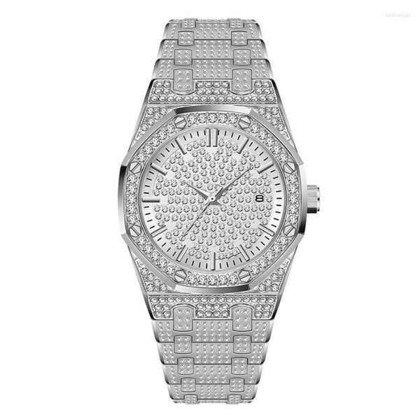 Relojes de pulsera Reloj Hombre 18K Reloj de oro Reloj de hombre Diamante Hombres Cuarzo Montre Homme Reloj de diseño de moda 2023