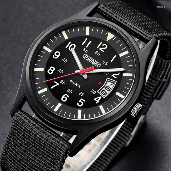 Muñecos de pulsera Reloj Hombre 2023 Fashion Mens Nylon Wildes Men de lujo Army Quartz Watch Calendar Date Wallwatch Relogio Masculino