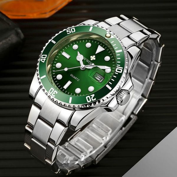 Montres-bracelets Reloj Hombre 2023 Hommes Montres WWOOR Luxe Vert Quartz Montre De Plongée Mâle Date Automatique Modernos Plongée Sport Poignet Étanche