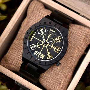 Montres-bracelets Reloj Hombre BOBO BIRD Montre en bois pour hommes Runic Circle Montres avec Golden Helm Of Awe ou Vegvisir Male Wristwatch Drop