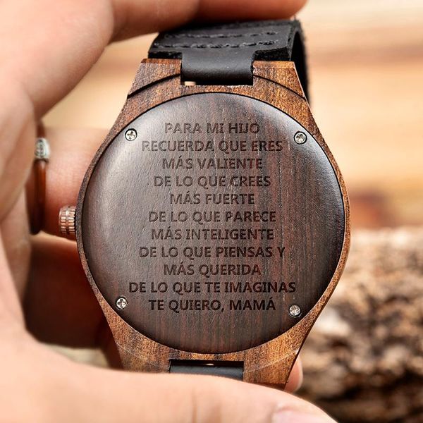 Montres-bracelets Reloj Hombre BOBOBIRD montre en bois personnalisée accepter graver un Message avec différentes langues de pays cadeaux impressionnants