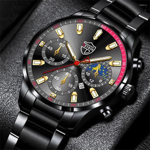 Montre-bracelets Reloj Hombre Fashion Men's Quartz Watch Classic Gold Wristwatch en acier inoxydable Calendrier de luxe Calendrier Menti