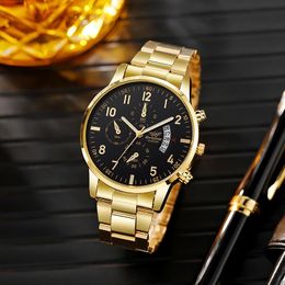 Armbanduhren Reloj Hombre Männer Uhr Datum Kalender Männliche Uhr Business Militär Quarz Edelstahl Gehäuse Gold Uhren Für Relogio