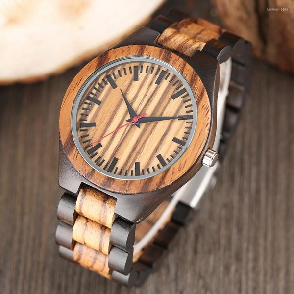 Relojes de pulsera Reloj Hombre Reloj de madera de nogal Hombres Reloj de pulsera de cuarzo Casual Correa de madera de lujo Regalo para él Gota