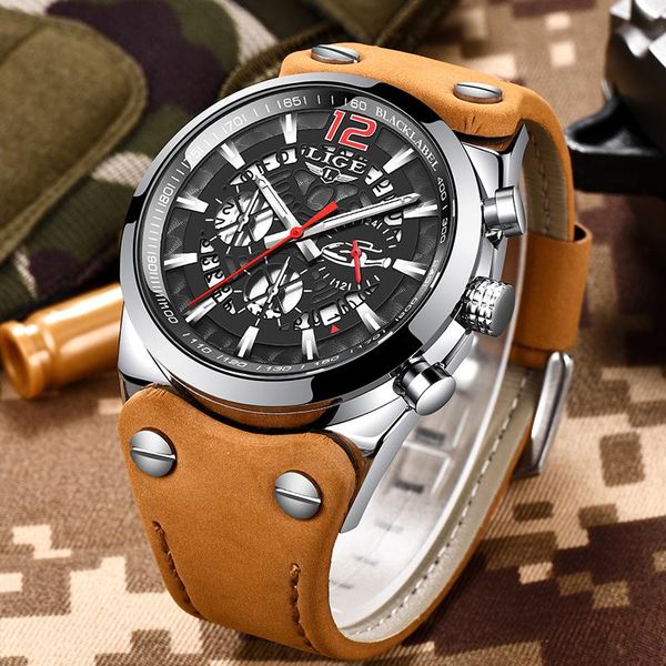 Relojes de pulsera Reloj LIGE Relojes para hombre Militar Ejército Cronógrafo Reloj Miyota Movt Deportes Casual Impermeable Hombre Cuarzo Hombre Reloj de pulsera Pulsera