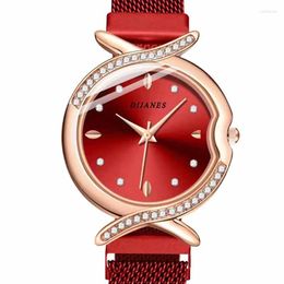 Montres-bracelets Renoj Para Mujer Lumière Luxe Mode Femme Montre Boucle Magnétique Plein Diamant Maille Bande Tempérament Étudiante Watc