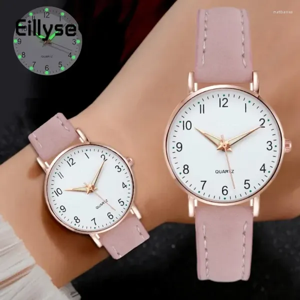 Montre-bracelets Retro Luminal Watch Watchs Fashion pour femmes Quartz en cuir Luxury Back Light Wristwatch horloge Relogio Feminino