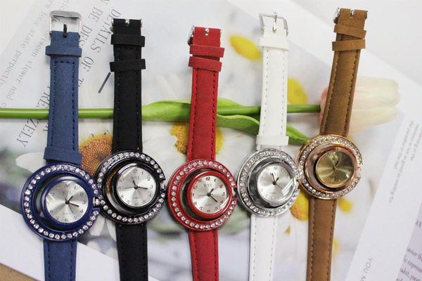 Relojes de pulsera Retro simples para mujer, Reloj de pulsera de cuarzo informal para mujer, correa de cuero Multicolor, Reloj femenino, Reloj Muje