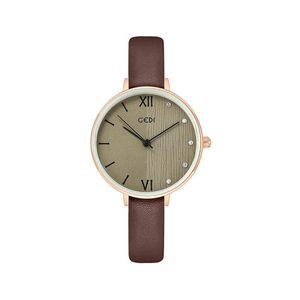 Polshorloges retro eenvoudige vrouwen horloges mode kwarts kristallen casual dame lederen polshorloge top luxe Gedi merk vakantiegeschenk voor vrouw