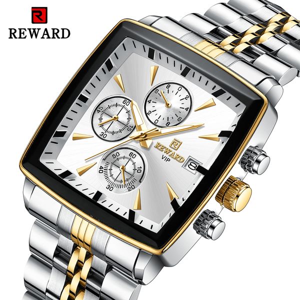 Relojes de pulsera REWARD Rectángulo Relojes para hombre Relojes de pulsera de cuarzo Reloj de negocios de lujo Reloj Manecillas luminosas Reloj impermeable Hombre 230215