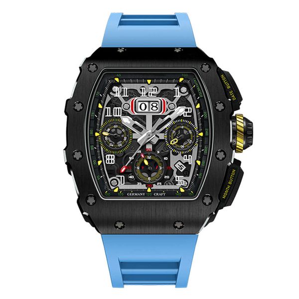 Relojes de pulsera Richardmillie Watch Business Classic Creative Skeleton Rubber Band para hombre Relojes Homme Luxe AURZ