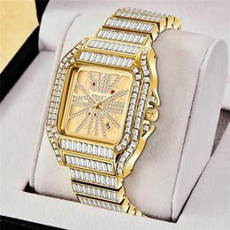 Relojes de pulsera Relojes de cuarzo para hombres Hombre Reloj de diamantes de negocios de acero inoxidable Reloj de marca superior Hip Hop Relogio Feminino321J