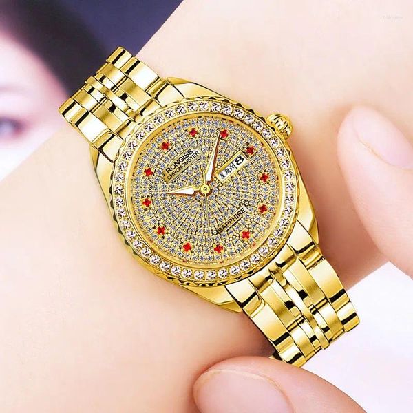 Relojes de pulsera Rongis Fashion Tide Reloj para mujer Baby's Breath Diamond Ajuste Cuarzo