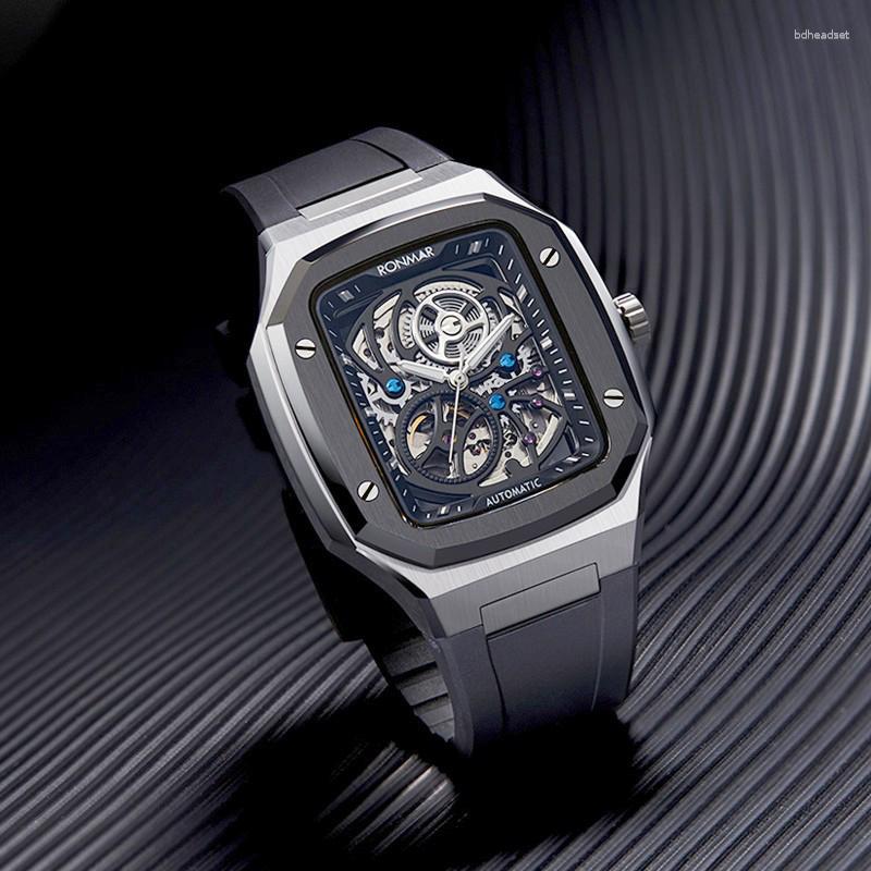 Zegarstka Ronmar W pełni automatyczne zegarek luksusowe mechaniczne zegar Sapphire Crystal Busines