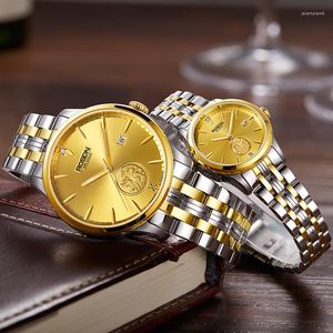 Polshorloges Rosdn Limited dameshorloges Japan Automatisch mechanisch horloge 24k gouden ontwerp 50m WaterPoof -paren R2163W