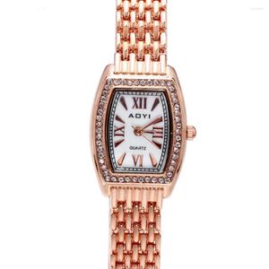 Polshorloges Rose Gold kleur horloge rechthoek vorm dunne metal band case ol ontwerp klassieke horloges voor vrouwen