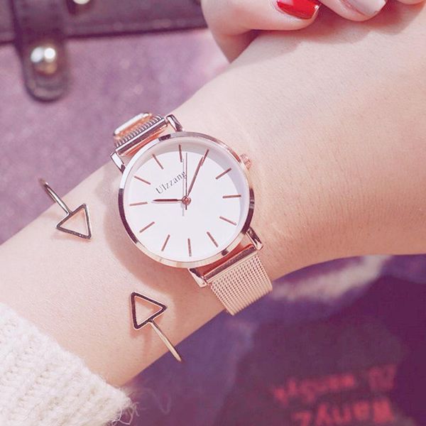 Montres-bracelets en or rose montres femmes haut à la mode bracelet en maille métallique dames montre-bracelet à quartz femme horloge argent femme montre-bracelet montres-bracelets