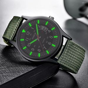 Horloges Ronde Wijzerplaat Nylon Band Band Mannen Militaire Datum Quartz Horloge Cadeau Mannelijke Mode Zakelijk Horloge Relogio Masculino 2024