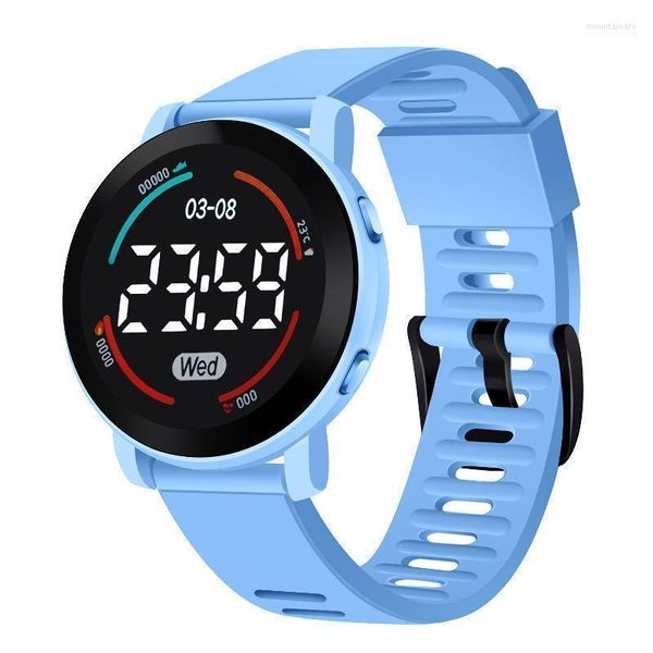 Montres-bracelets Montre Numérique Ronde Pour Garçons Filles Enfants Électronique LED Poignet De Mode Étanche Sport Horloge Étudiant Enfant En Plein Air Montres Moun