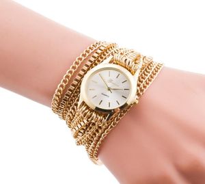 Polshorloges s Geneva Brand Lange Chain Gold Bracelet Watches Women Ladies Dress Quartz9795332