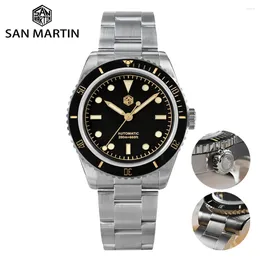 Montre-bracelets San Martin 38mm 6200 Diver Watch PT5000 Automatique mécanique Sapphire Crystal étanche 200m Vintage Luxury Wristwatch Relojes