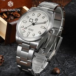 Relógios de Pulso San Martin 38mm Relógio de Luxo Masculino NH35 Automático Relógio de Pulso Mecânico Aço Inoxidável Mergulho BGW-9 Safira Luminosa 10Bar