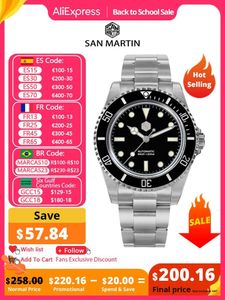 Polshorloges San Martin 40mm horloge voor mannen Classic Luxury YN55 Diver Water Ghost Automatisch Mechanische Saffier Satroof 200m BGW9 230822