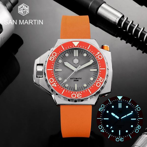 Relojes de pulsera San Martin Est Acero inoxidable 300m Dive Relojes automáticos para hombres Cristal de zafiro 30Bar Reloj de pulsera para hombres Relogio