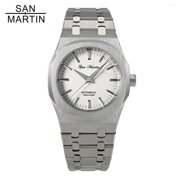 Relojes de pulsera San Martin Luxury Vintage Classic Business Men Relojes Miyota 9015 Vestido Reloj de pulsera mecánico automático de cristal de zafiro para