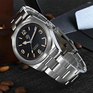 Montres-bracelets San Martin Hommes Sport Automatique Mécanique Montre-Bracelet 36mm Mode Explorez NH35 Homme Robe Saphir 100M BGW-9 Lumineux