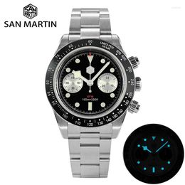 Horloges San Martin Mannen Horloge 40mm Panda BB Chronograaf Sport Mode Stijl Seagull ST1901 Automatisch Mechanisch Saffier 10 ATM BGW9