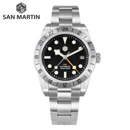 Horloges San Martin NH34 39mm BB GMT Luxe herenhorloges Business Dress Watch voor heren Automatisch mechanisch Saffier Datum Windows BGW9 230731