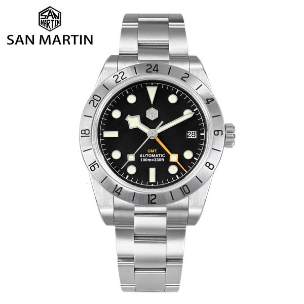 Montres-bracelets San Martin NH34 39mm BB GMT Montres de luxe pour hommes Montre d'affaires pour hommes Automatique Mécanique Saphir Date Windows BGW9 230907