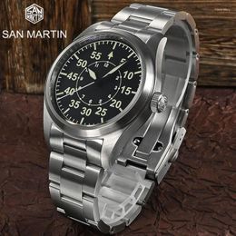 Montres-bracelets San Martin NH35 montres mécaniques automatiques mode Style Simple montre pour hommes saphir 20Bar étanche C3 horloge de plongée lumineuse