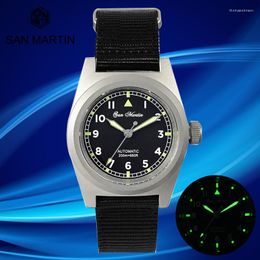 Montres-bracelets San Martin Montre Verre Saphir 38mm Vintage Amateurs Militaires Montres Mécaniques Automatiques Bracelet Nylon 20Bar