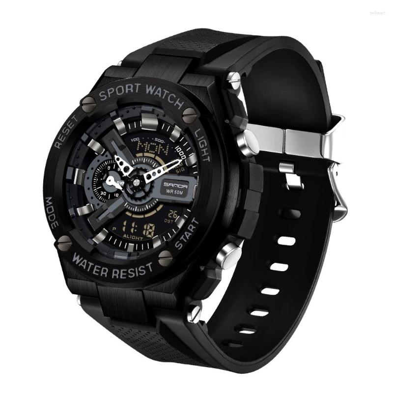 Montres-bracelets SANDA 2023 Montres de luxe pour hommes Sport Digital Chronomètre chronomètre à quartz 50M Horloge étanche 3170