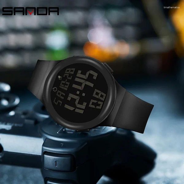 Relojes de pulsera Sanda 2151 Moda de moda Correa de TPU suave LED Pantalla grande Movimiento digital Alarma resistente al agua Reloj de mano Cronómetro deportivo