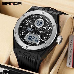 Montres-bracelets Sanda 3138 LED analogique affichage numérique mode d'alarme horloge-bracelet pour hommes mode tendance étanche sports de plein air chronomètre