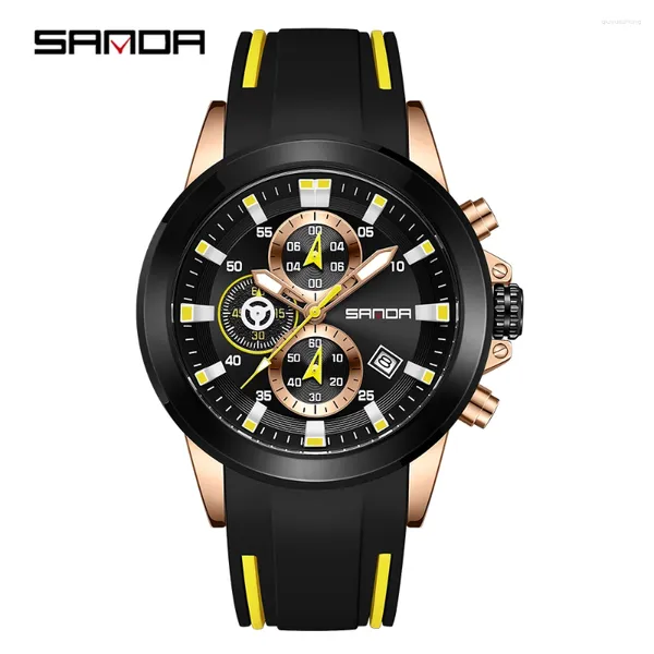Montre-bracelets Sanda 5503 Fashion Cool Quartz Wristwatch STAPPHERPHER DATE STOWATCH ROUND CABLE DESCONSEMENTS FLUOROSECTION HOMM