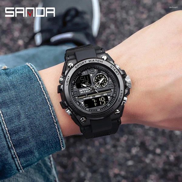 Montre-bracelets Sanda 6024 2024 Top Brand Mentes pour hommes 5ATM Imperproof Sport Military Wristwatch Quartz Watch for Men Clock Relogie Masculino