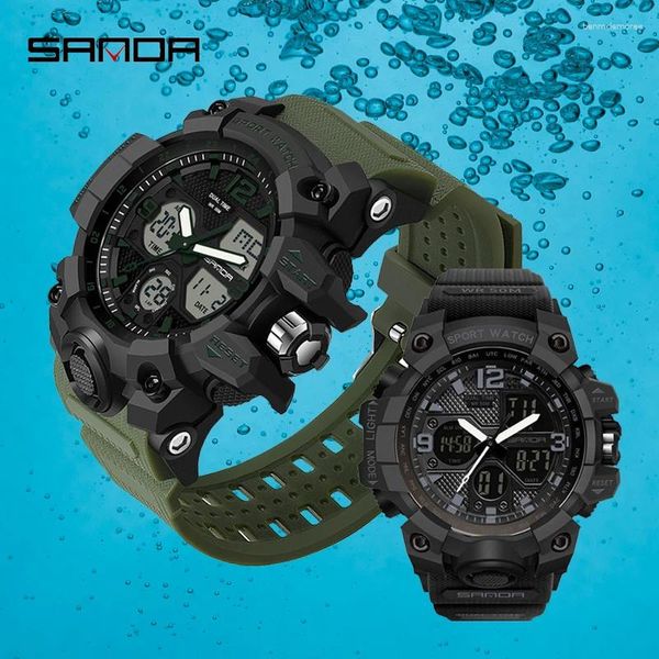 Wallwatches SANDA 6030 942 Sports al aire libre Mira de 30 m Relojes digitales impermeables hombres y mujeres LED casual LED