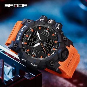 Horloges Sanda 6126 Product Wekker Multifunctioneel Herenmode Trend Koreaanse editie Waterdicht Schokbestendig polshorloge 231213