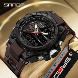 Montre-bracelets Sanda 6137 2024 Fashion à la mode à lad LED Analog Digital Alarms de poigne