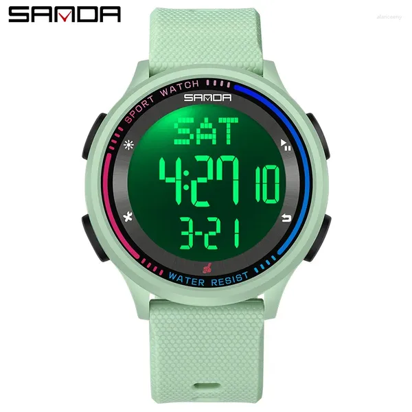 Relojes de pulsera Sanda 6158 Moda Movimiento digital Adolescente Estudiantes Reloj de mano Moda Resistente al agua Modo deportivo al aire libre Reloj de pulsera