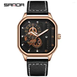 Montre-bracelets Sanda 7038 Fashion Cool Fashion Quartz Wristwatch Imperpose la conception de cadran octogone étanche