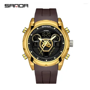 Montre-bracelets Sanda 9022 Produit Double affichage pour les hommes Sports de mode multifonctionnels LED LED LED Horloge imperméable