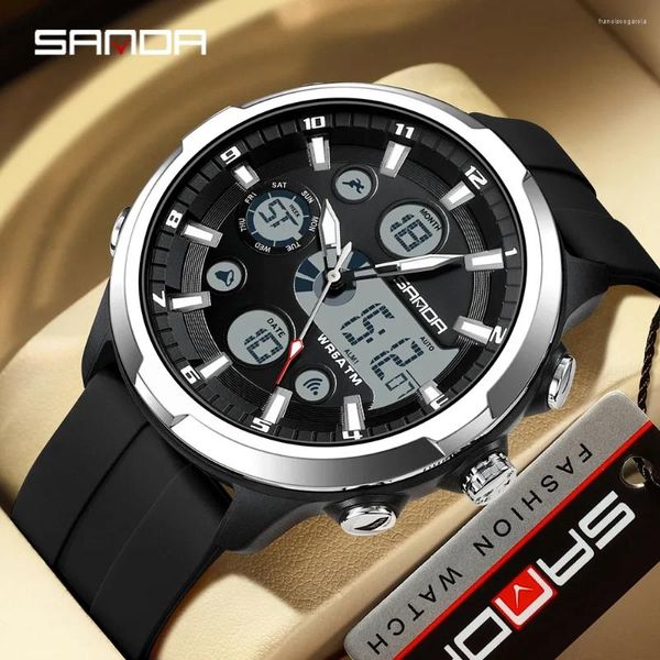 Montre-bracelets Sanda 9053 Handlift Light Corée Édition multi-fonctionnelle Sports imperméables et alarme à l'épreuve de choc montre masculine